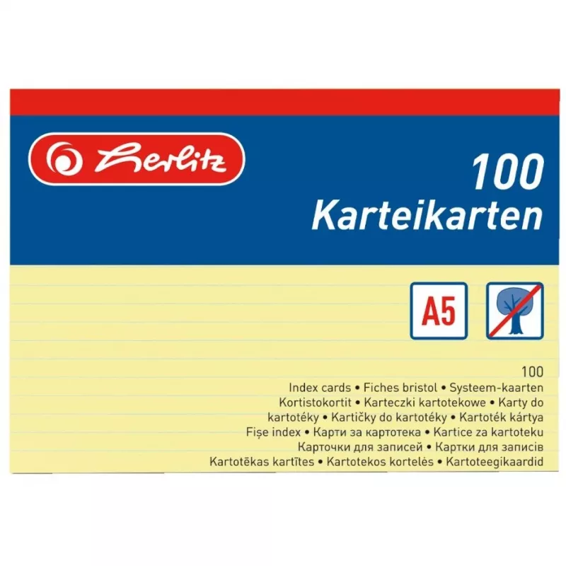 Registrikaart Herlitz 1150515 kollane 1 tk