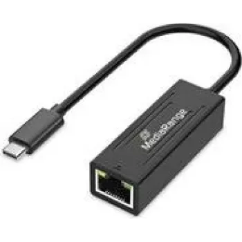 USB USB-C to RJ45 Etherneti adapter MediaRange MRCS237, Gigabit 10/100/1000 Mbps, 20 cm, must