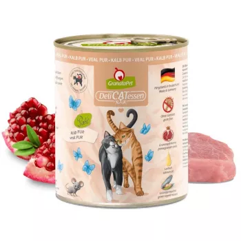 Märg kassitoit Fox4Pets DeliCATessen Pur Vasikaliha 800 g purk, täiskasvanud kassidele, täisväärtsööt, hüpoallergeenne, gluteeni- ja sojavaba
