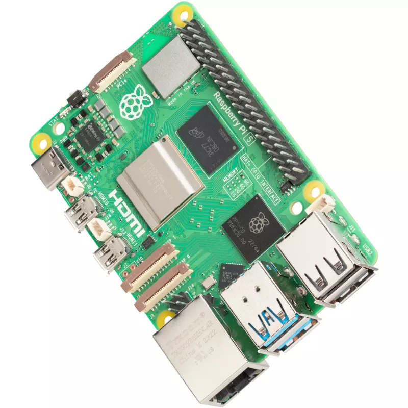 Üheplaadiarvuti Raspberry Pi 5 arendusplaat — 2400 MHz Arm Cortex-A76, kuni 16 GB LPDDR4x, MicroSD, USB 3.2, Wi‑Fi 5