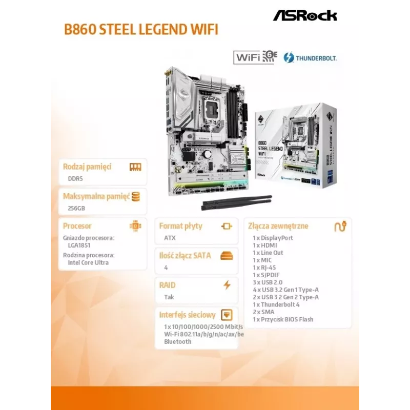 ASRock B860 Steel Legend WiFi ATX emaplaat