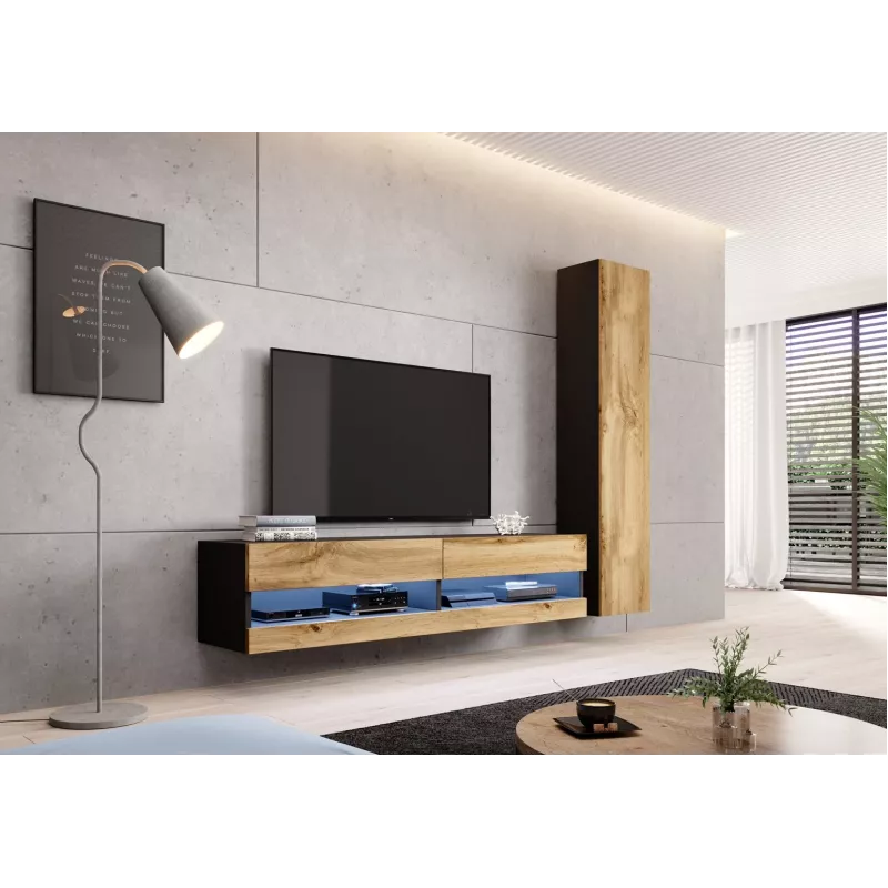 Cama suletud Kapp VIGO '180' 180/40/30 must/wotani tamm
