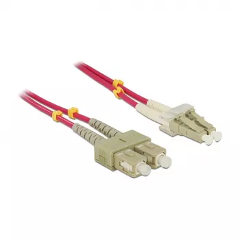 Kiudoptiline kaabel DELOCK LC–SC 5 m, multi-režiim 50 µm, täisdupleks, violetne