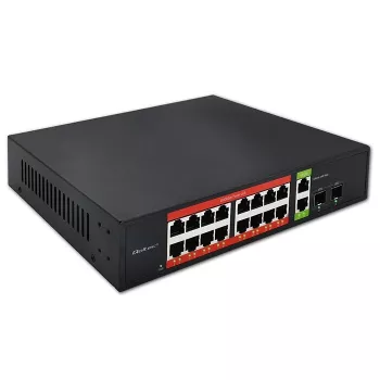 Võrgulüliti QOLTEC 52292 — Gigabit Ethernet PoE, 16x RJ45, 2x RJ45 uplink, 2x SFP