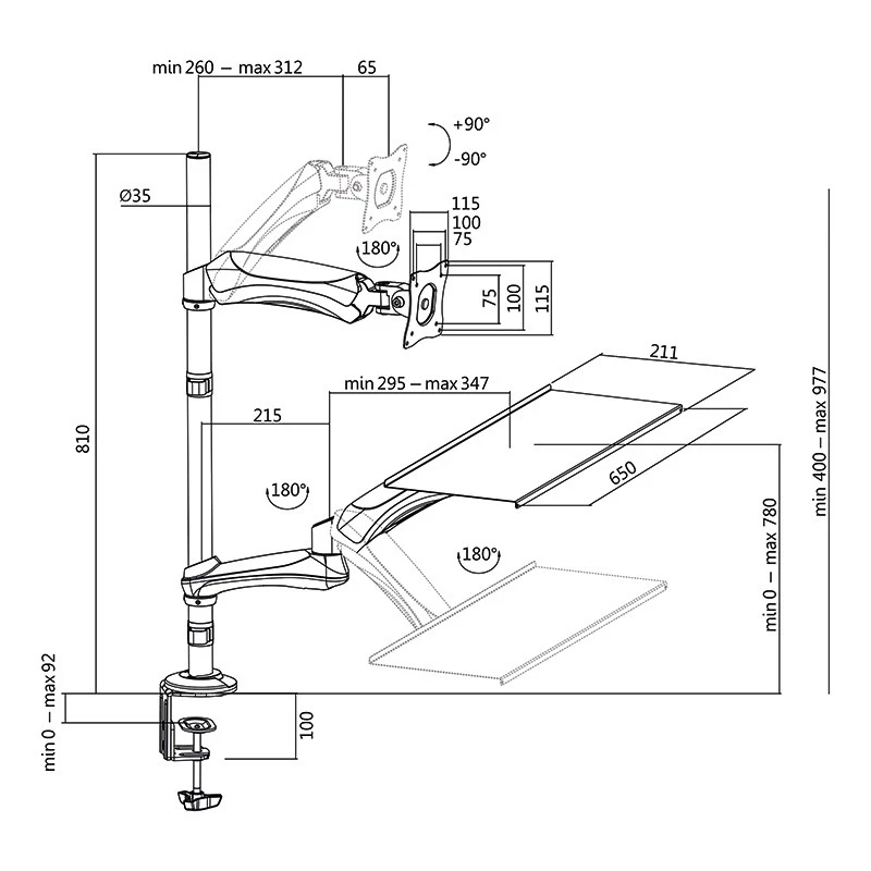 LogiLink BP0030 monitorialus / -statiiv 68,6 cm (27) Lauamudel Must