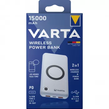 Kaasaskantav akupank Varta juhtmevaba akupank 15000 mAh