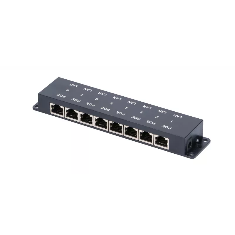 Extralink 8-pordiline PoE-injektor, 8x 100 Mb/s RJ45