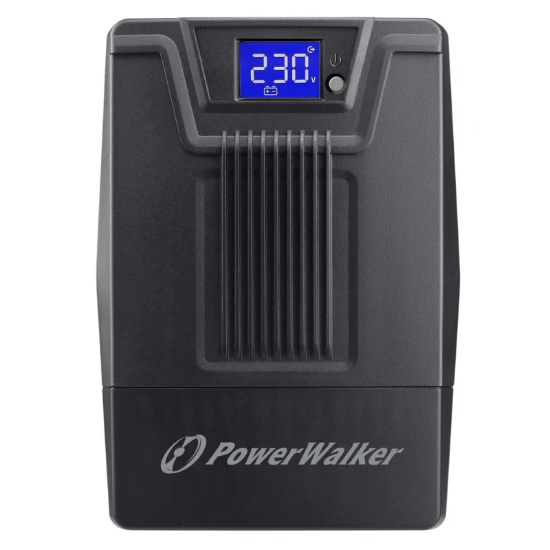 Katkematu toiteallikas PowerWalker VI 800 SCL FR — Line‑interaktiivne UPS 0,8 kVA (480 W), 2 Type E pistikupesa, USB, RJ-45/RJ-11, 12V 9Ah aku, torn, must