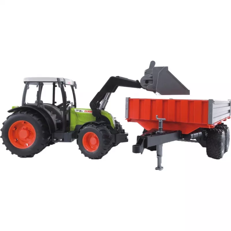 Mängutraktor Bruder Claas Nectis 267 F koos kallurhaagisega
