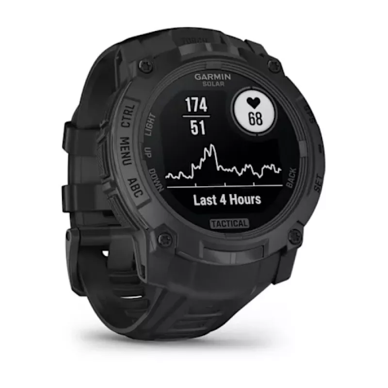Nutikell GARMIN Instinct — 45 mm, 3,05 cm (1,2-tolline) AMOLED 390×390 puuteekraan, 4 GB, GPS, silikoonrihm must, 53 g