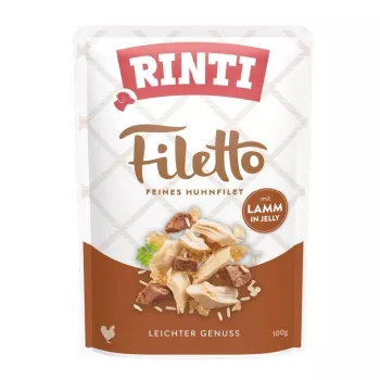Märg koeratoit RINTI Filetto kanafilee lambalihaga 100 g kotike, täisväärtuslik täiskasvanud koertele mõeldud sööt, 14% valku, 1% rasva, 82% niiskust