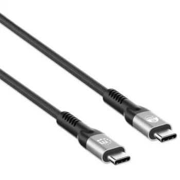 Manhattan Fast USB-C to USB-C kaabel (240W), 1m, 240W sülearvuti laadimine + kiire andmeedastus ja video, töötab kõigi sülearvutitega (märkus: vaja on täiendavat USB-C 240W seinelaadijat), 40 Gbps ülikiired ülekanded, must, 3-aastane garantii