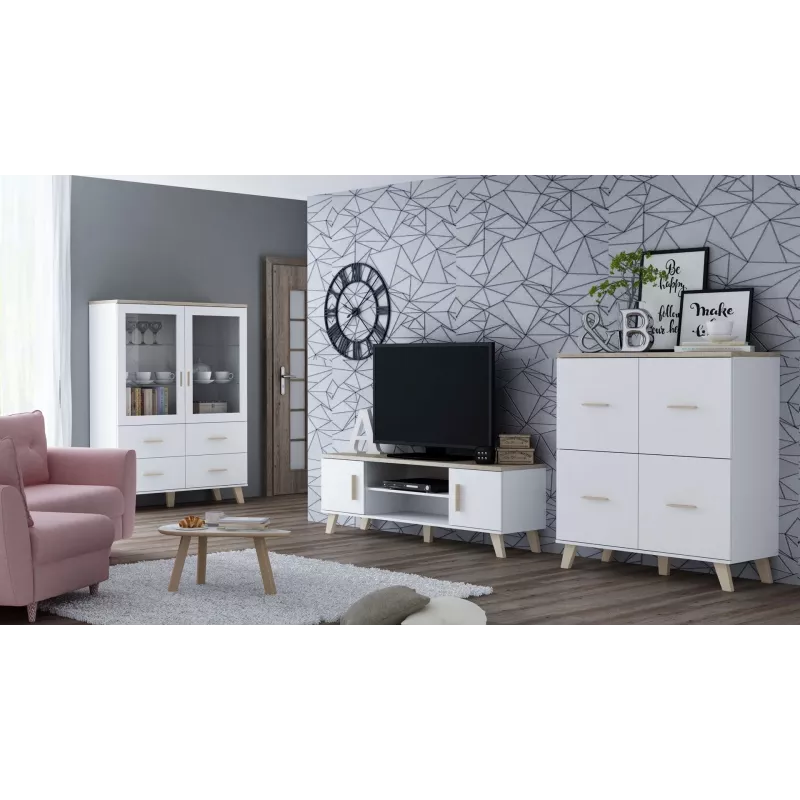Cama TV stand LOTTA 160 2D2K Valge/sonoma