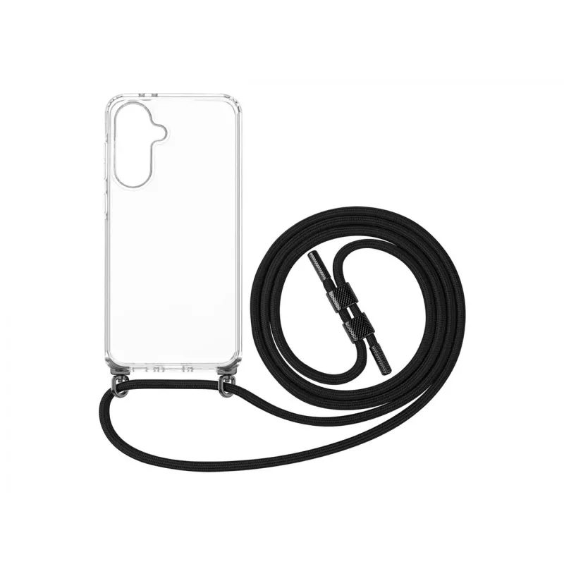 Telefonikott FIXED Samsung Galaxy A36 5G jaoks — Fixed Pure Neck Case TPU, must, nöörikinnituse ühilduvusega