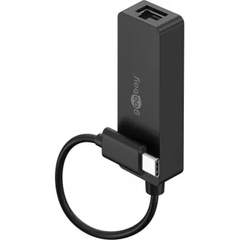 Goobay USB-C -Etherneti adapter must - personaalarvuti või Apple MacBooki ühendamiseks