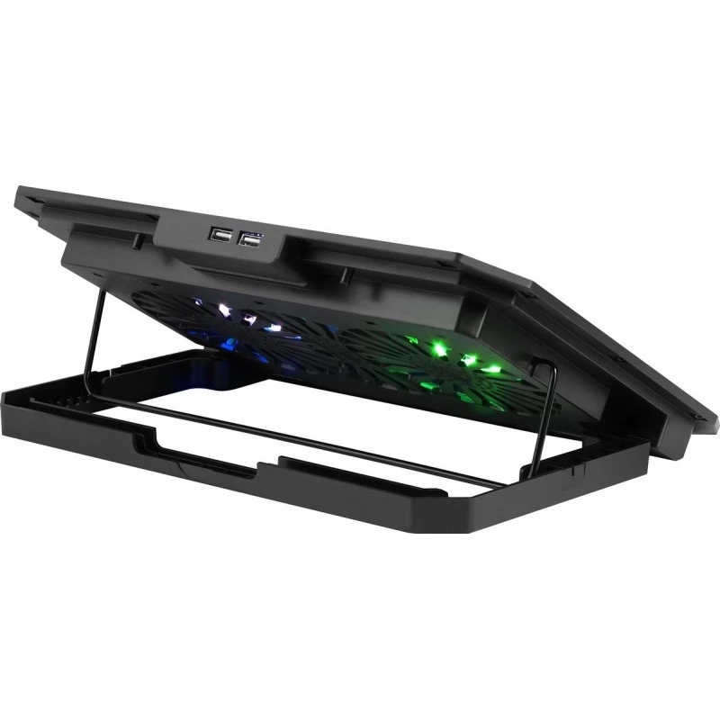 Sülearvuti jahutusalus DEFENDER NS-510, 2 ventilaatoriga, 2×USB pordiga ja RGB valgustusega