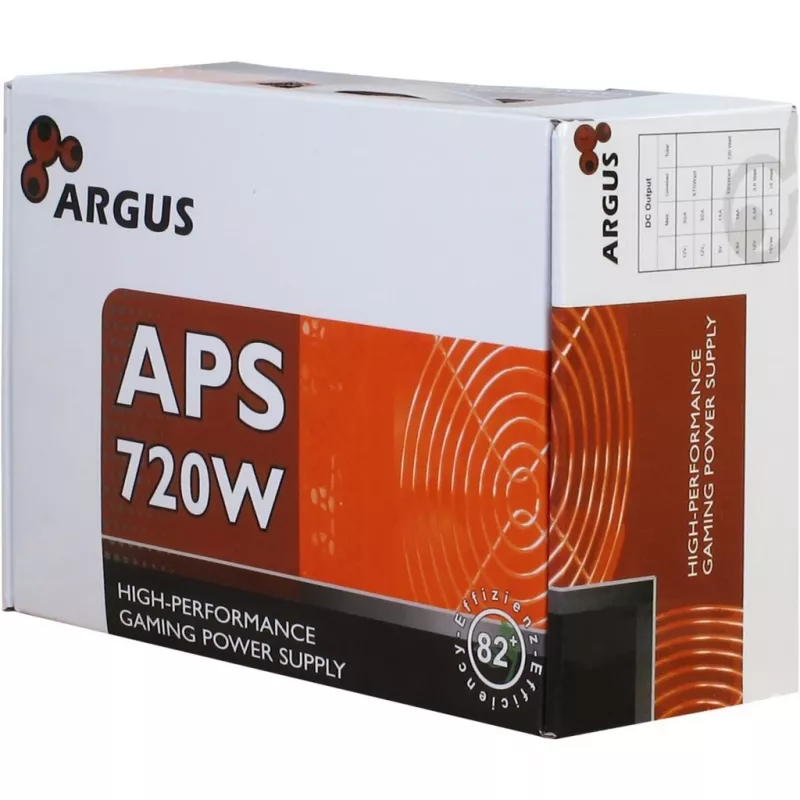 INTER TECH Argus APS-720W - Toiteplokid (115-230 V, 20+4-pin ATX, 47-63 Hz, 12V1,+12V2,+3.3V,+5V,+5Vsb,12V, Active, ATX, must)