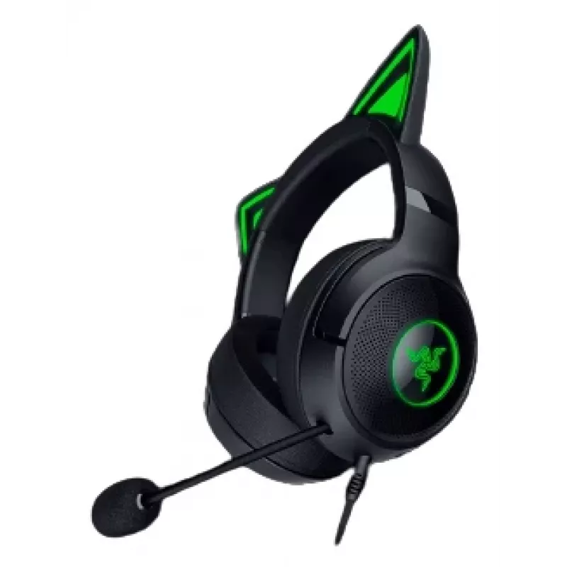 Kraken Kitty V2 - Must, mängupeakomplekt, kassikõrvad, voogreaktiivne valgustus, HyperClear kardioidmikrofon, 40 mm TriForce draiverid, kõrvaklappidesse ehitatud mikrofon, Razer Chroma RGB (kõrvad ja kõrvaklapid), ruumiline heli: saadaval ainult Windows 1