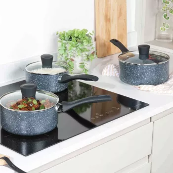 Kastrulikomplekt Russell Hobbs Nightfall Stone 3-osaline 16/18/20 cm mittenakkuva kattega