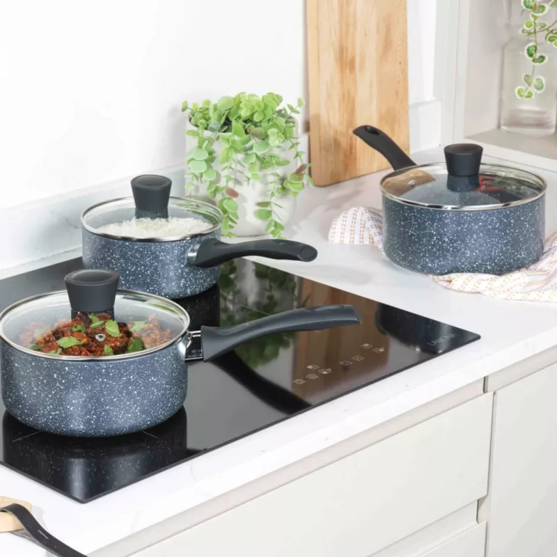 Kastrulikomplekt Russell Hobbs Nightfall Stone 3-osaline 16/18/20 cm mittenakkuva kattega