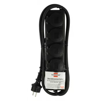 Brennenstuhl pikenduspistikupesa IP44 4-kohaline must 2,0m H07RN-F 3G1,5 - pikendusjuhe - vahelduvvool 230 V - väljundpistikud: 4 - 2 m (1159960)