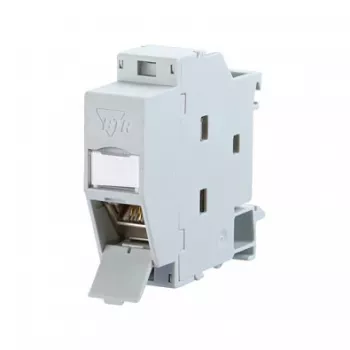 METZ CONNECT REGplus IP20 E-DAT moodul, CAT 6A pistikupesa DIN-liistule TH35, hall