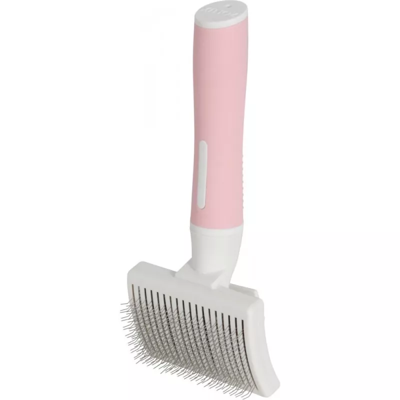 Brush ZOLUX 550004 — kassihari S, terasharjased, plastikust käepide, 175 mm, roosa/valge