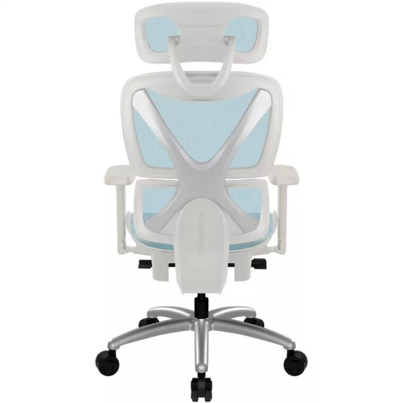 Ergonoomiline kontoritool thunder x3 TEGC-3073102.B1 — valge ja sinine polster, reguleeritavad käetoed, kõrge seljatugi