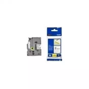 Brother Strong Adhesive Gloss Laminated Tape - 6mm, Must/Valge sildistamislint TZ
