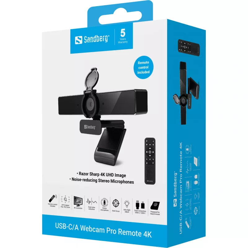 Veebikaamera Sandberg USB-C/A Pro Remote 4K 8 MP 3840x2160