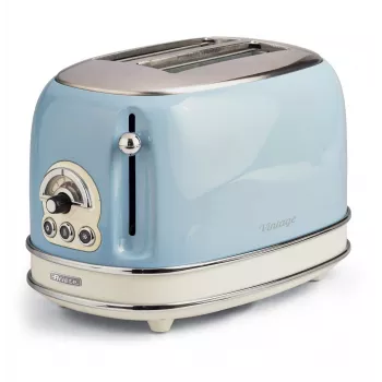 Ariete 155 Design 2 Slice Röstsai valmistaja võileivakorvidega, 6 röstimisastet, 810 W, roostevabast terasest korpus, eemaldatav purukauss, pastellsinine