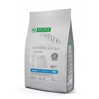 Kuiv koeratoit nature’s protection Valge Dogs Herring Adult Small Breeds 1,5 kg – kala, 25% valku, 16% rasva, tundlik kõht, täisväärtsööt