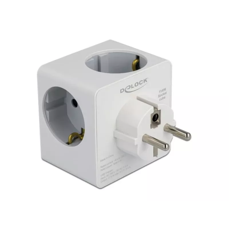 Toitepistiku adapter Type F DeLOCK 11496 2 USB-porti 5V 2.4A 3A