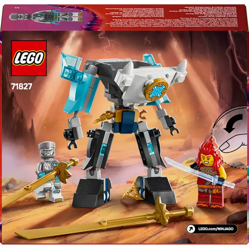 LEGO NINJAGO komplekt 71827 Zane'i lahingülikonna mech, 92 detaili, 2 minifiguuri, kõrgus 100 mm, vanus 6+