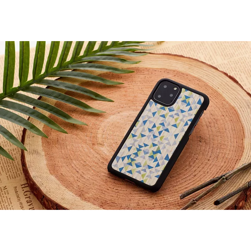 Nutitelefoni ümbris man and wood iPhone 11 Pro Maxile — sinise kolmnurgaga must kaitseümbris