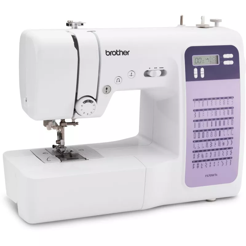 Õmblusmasin Brother FS70WTx — 70 pistemustrit, LCD-ekraan, 750 pistet/min, 5 mm pikkus, 7 mm laius