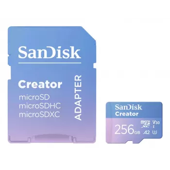 SanDisk Creator MicroSD mälukaart 256GB, kiire andmeedastus kuni 190 MB/s