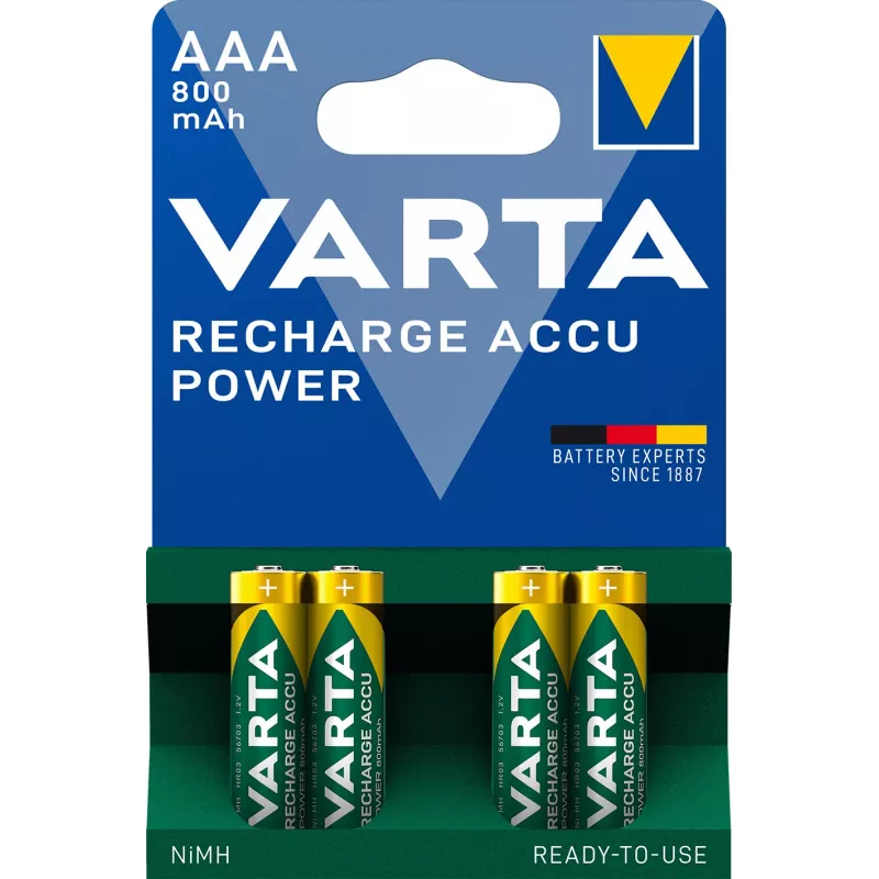 VARTA HR03 AAA laetav aku Accu Power 800 mAh 56703 laetavad patareid 4 tk Roheline
