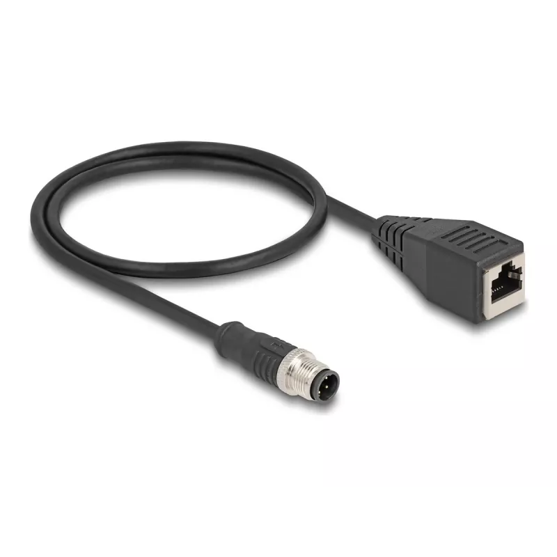 DeLOCK M12 adapterkaabel D-kodeeringuga 4-pin isane RJ45 emasele 50 cm