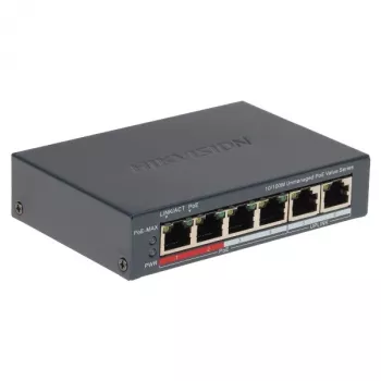 Võrgukommutaator Hikvision DS-3E0106P-E/M(B) — 6-pordiline PoE Etherneti kommutaator