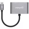 Manhattan USB-C dokk/jaotur, pordid (x4): HDMI, USB-A, USB-C ja VGA, toiteedastusega (PD) 87 W – vajab välist USB-C laadijat (ei kuulu komplekti). Toide USB kaudu (välist toiteallikat pole vaja), kui PD ei ole kasutusel, alumiinium