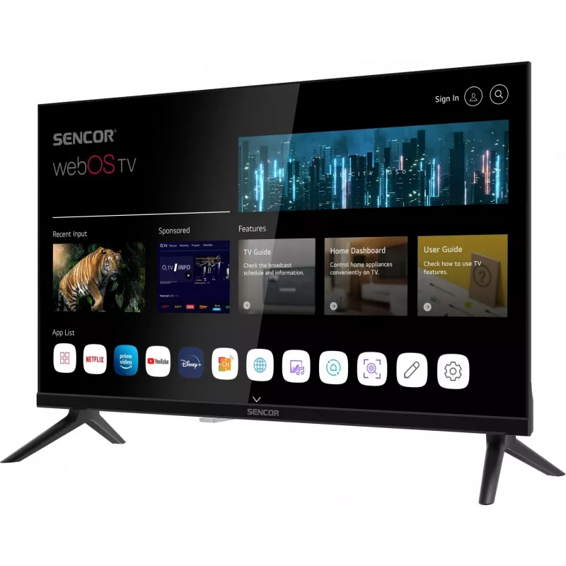 24-tolline SENCOR SLE 24S803B HD Ready SMART TV koos webOS-i, Wi-Fi, Bluetoothi, DVB-T2/C/S2, 1366×768