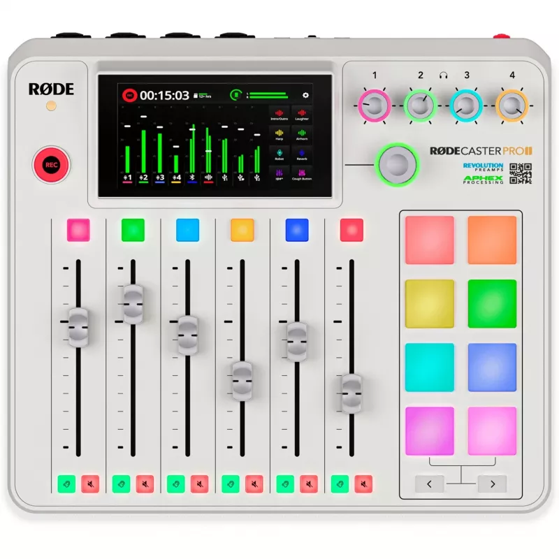 Audio interface Rode RodeCaster Pro II valge — mitmekanaliline USB-salvestuskonsool