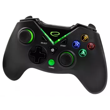 Gamepad Esperanza EGG114K juhtmega USB 2.0 must — 12 nuppu, 2 juhtkangi, vibratsioon, PC-le ja Xbox Series X/S/One'ile