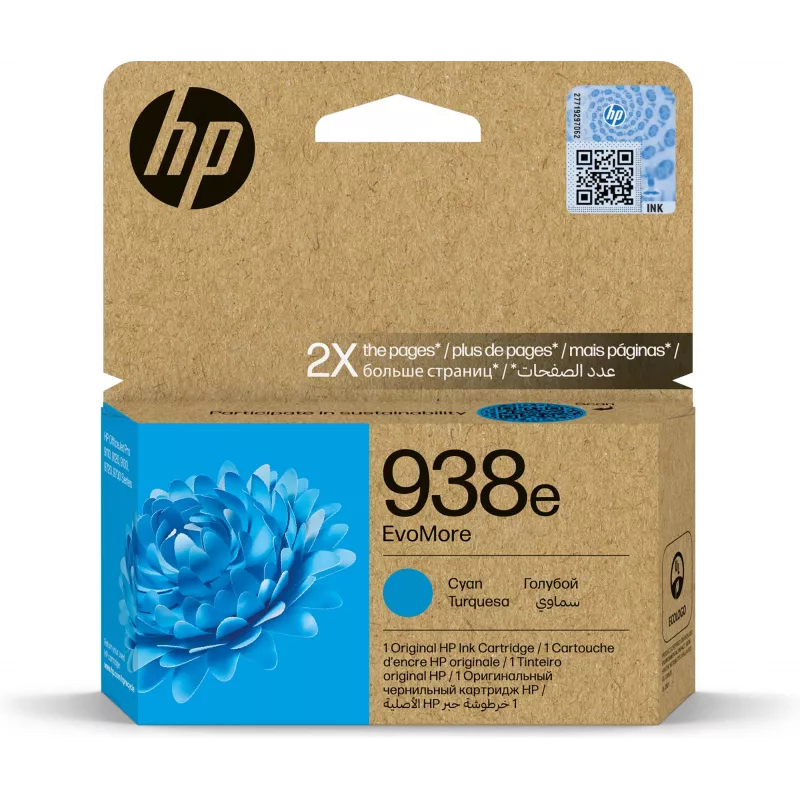 Tindikassett HP 938e EvoMore tsüaan – standardtootlikkusega, üksikpakend, ~1650 lehekülge
