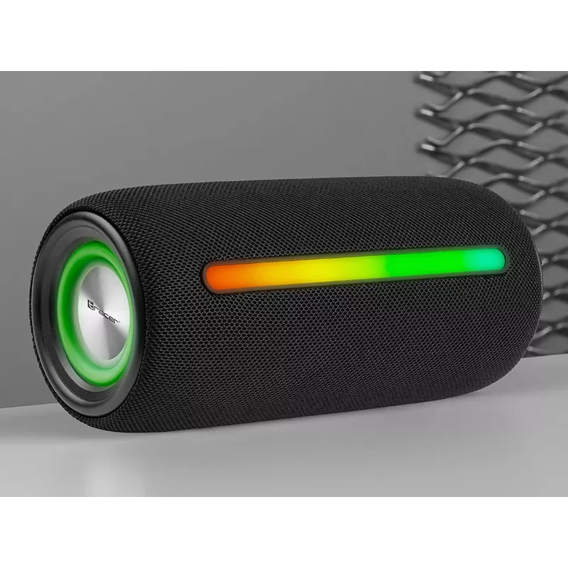 Kaasaskantav stereokõlar TRACER Stripe Must — 10 W RMS, Bluetooth/juhtmega, USB-A ja USB-C, MicroSD, sisseehitatud aku (kuni 5 h)