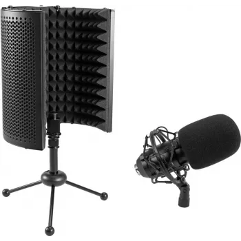 Suure membraaniga kondensaatormikrofoni komplekt Omnitronic CM-78MK2 koos AS-04 lauamikrofoni absorbeerimissüsteemiga