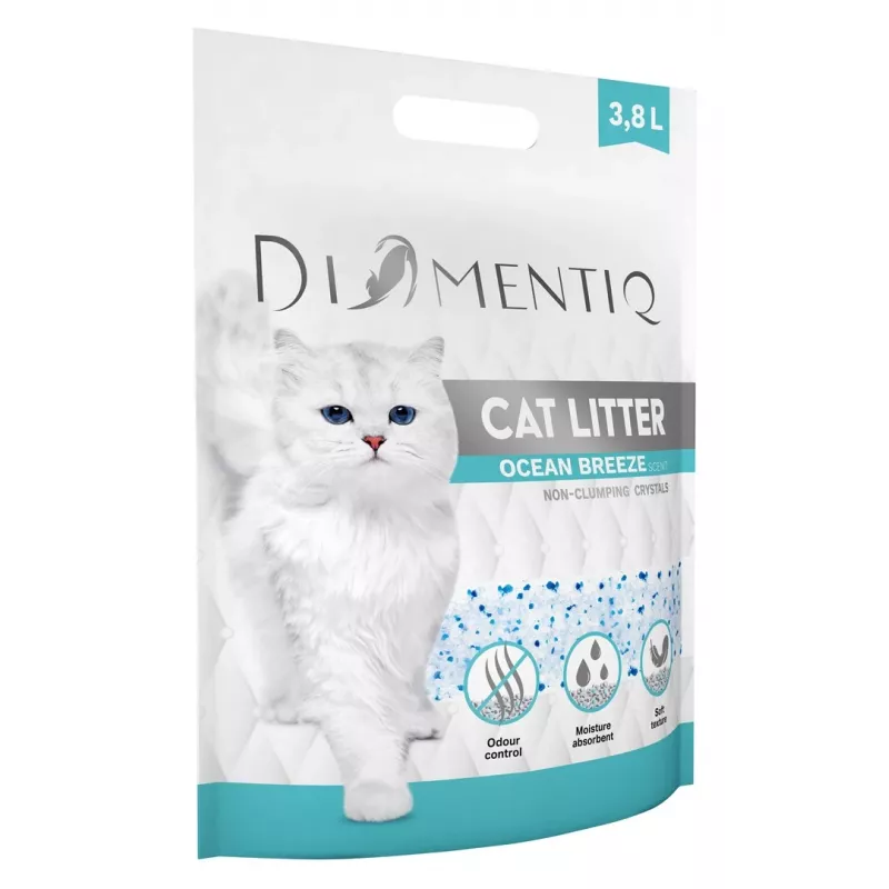 Klompuv kassiliiv DIAMENTIQ Diamentiq Ocean Breeze 3,8 l — Silikoongraanulid, 1,5 kg, antibakteriaalne, tolmuvaba
