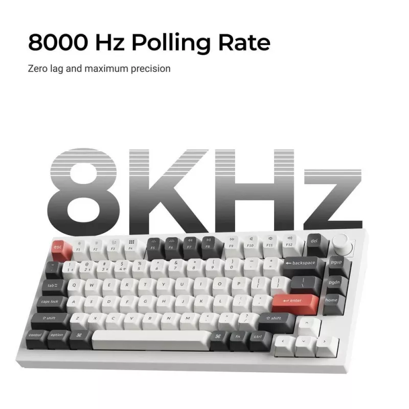 Mehaaniline klaviatuur Keychron Q1 Ultra 8K — 75% formaat, USB + RF Wireless + Bluetooth, RGB LED, must