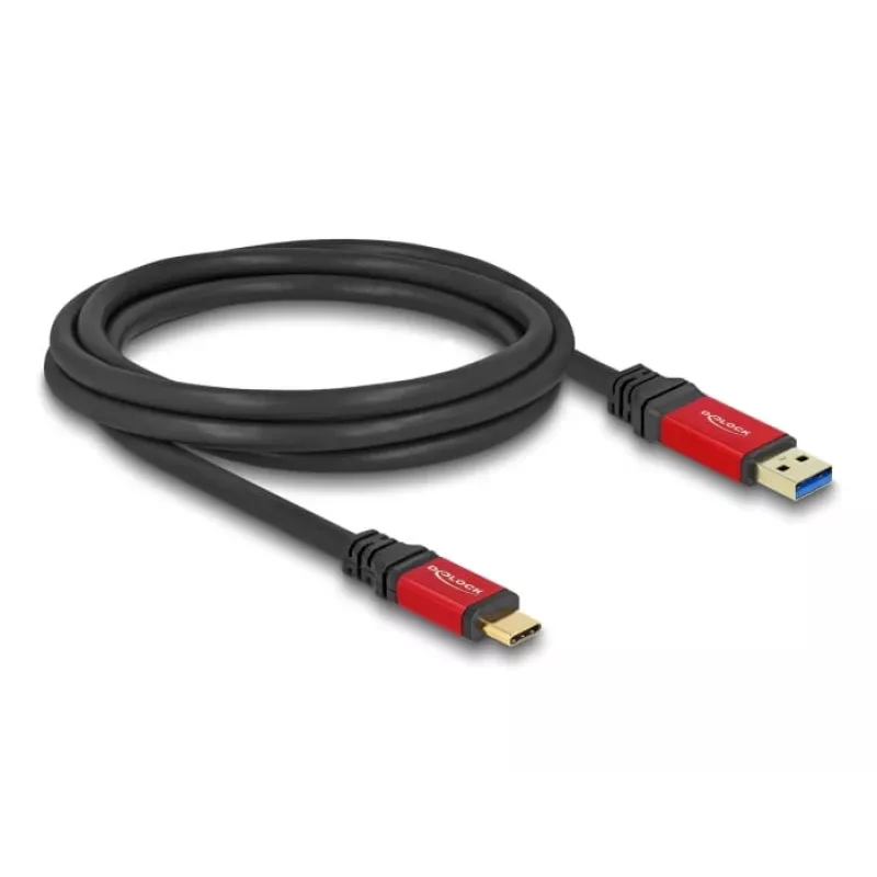 USB-kaabel DeLOCK 80618 10 Gbps Type-A to USB-C 2m punane metall